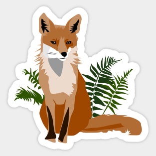 Fox and fern Sticker